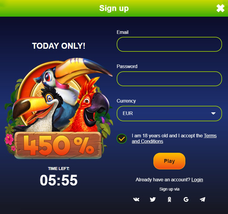 Create a profile at PapayaWins casino.