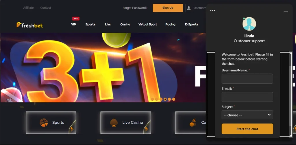Support at Freshbet Casino