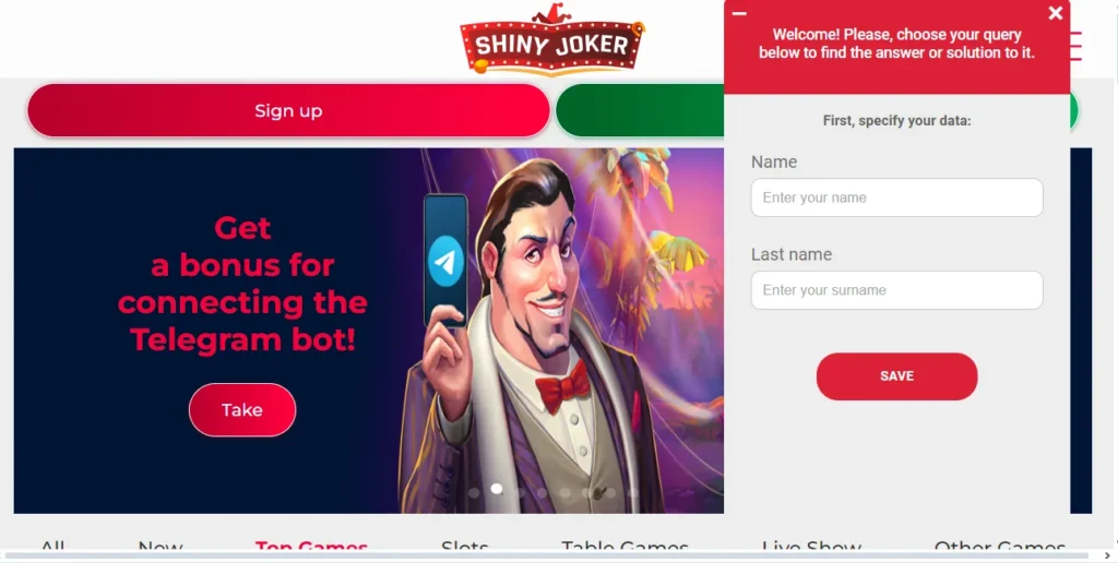 Support at Shiny Joker Casino
