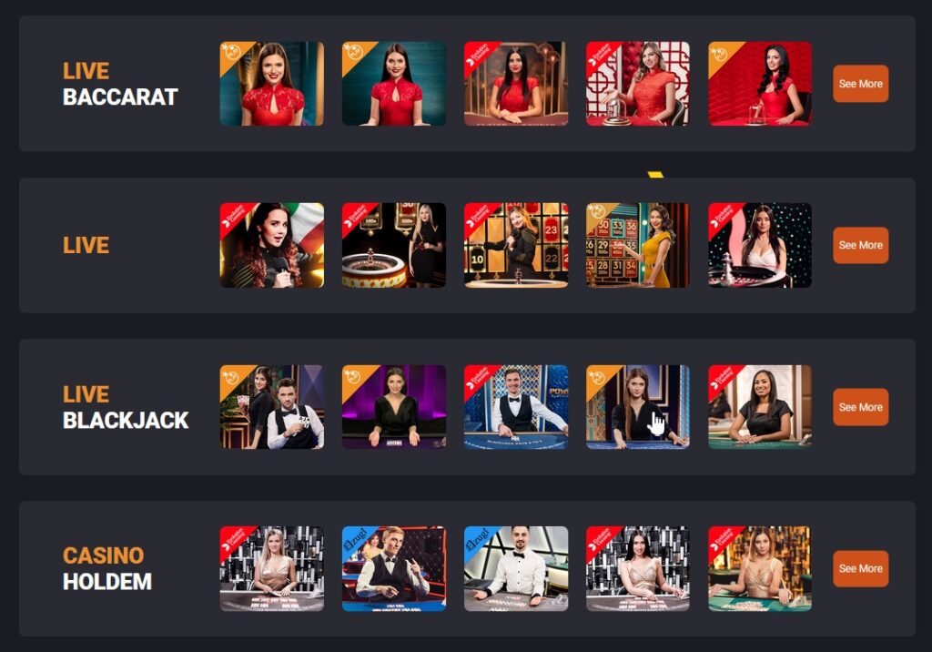 Live section at Freshbet Casino