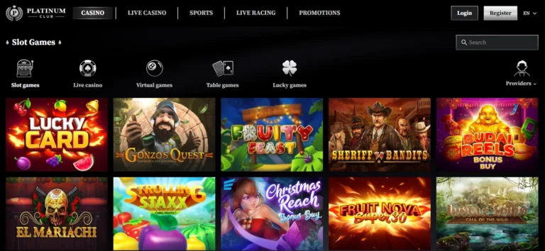 Play slot games at Platinum Club VIP Casino