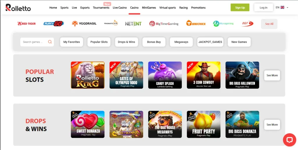 Games at Rolletto Casino