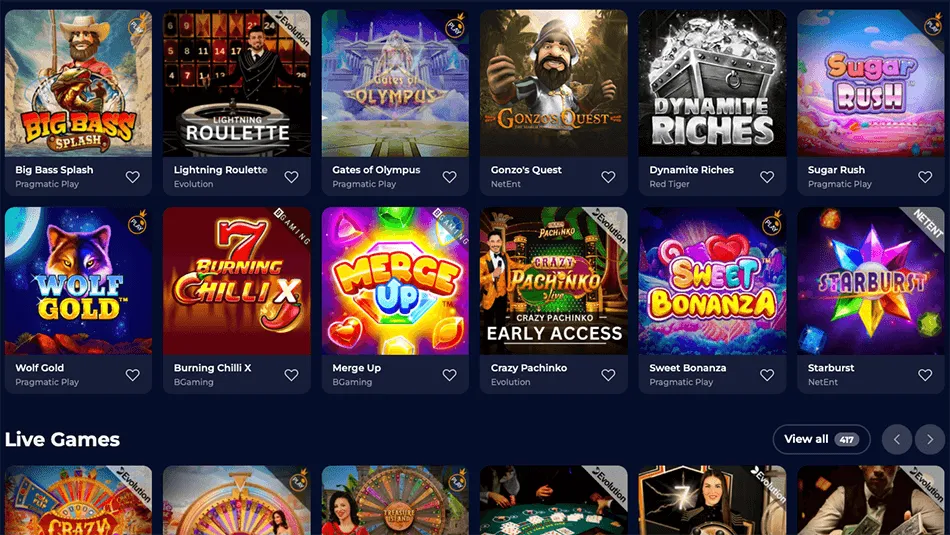 Live games at NineWin Casino