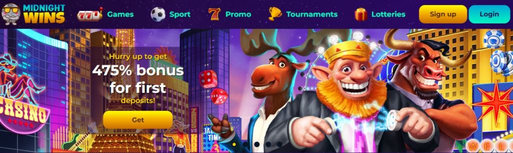 Bonus banner at Midnight Wins Casino