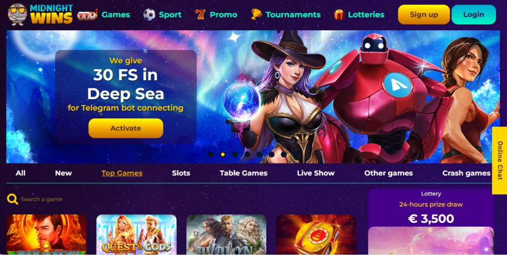 Second bonus banner at Midnight Wins Casino