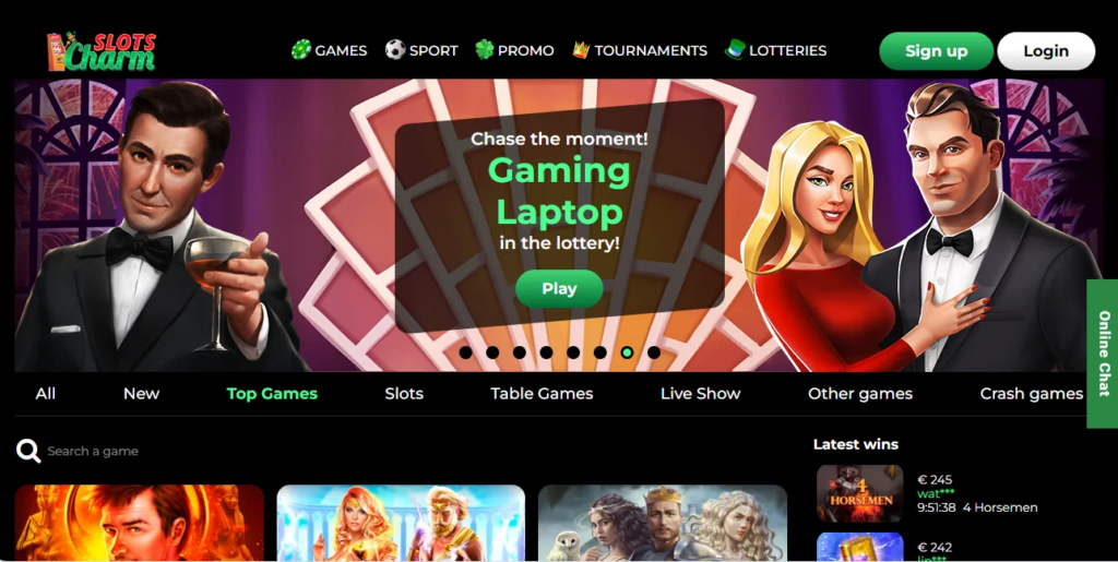 Slots Charm Casino main page
