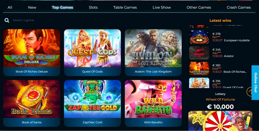Top games at Yeti Win Casino