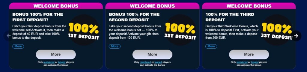Lucky Carnival Casino bonus list