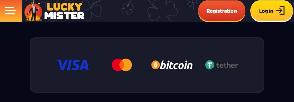 Payment methods on Lucky Mister Casino