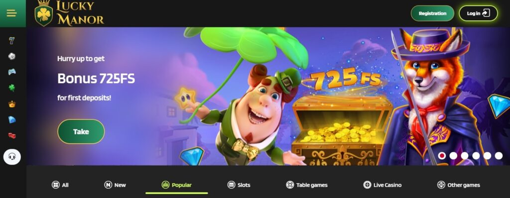 Lucky Manor Casino main page