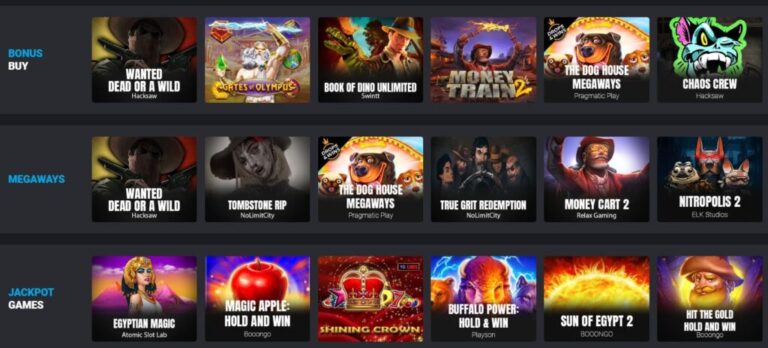 Game section at MyStake Casino