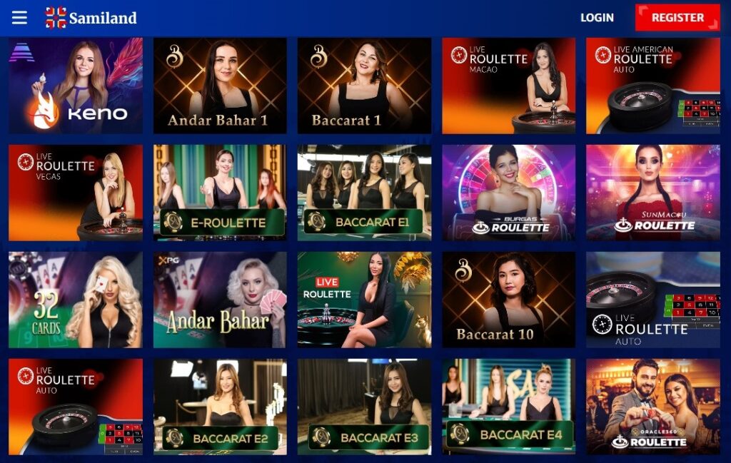 Type of games by Samiland Casino
