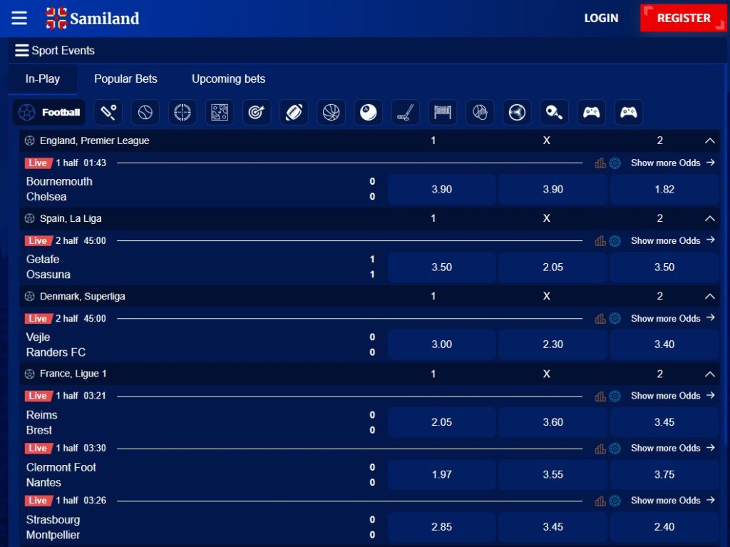 Sport events by Samiland Casino