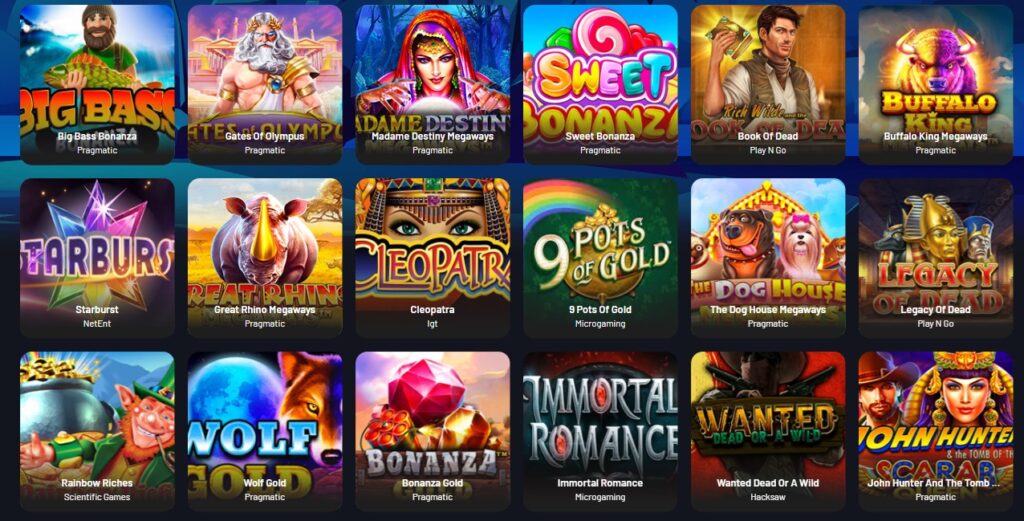 Game sections at Seven Casino