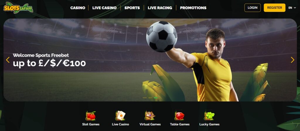 Main bonus banner at Slots Safari Casino