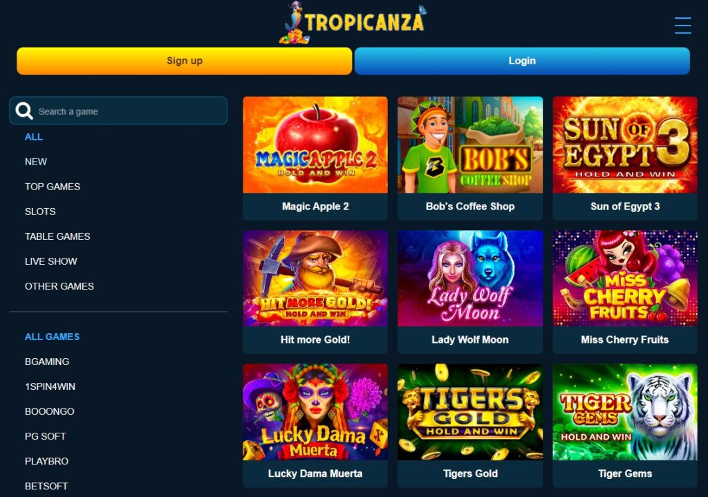 Games at Tropicanza Casino