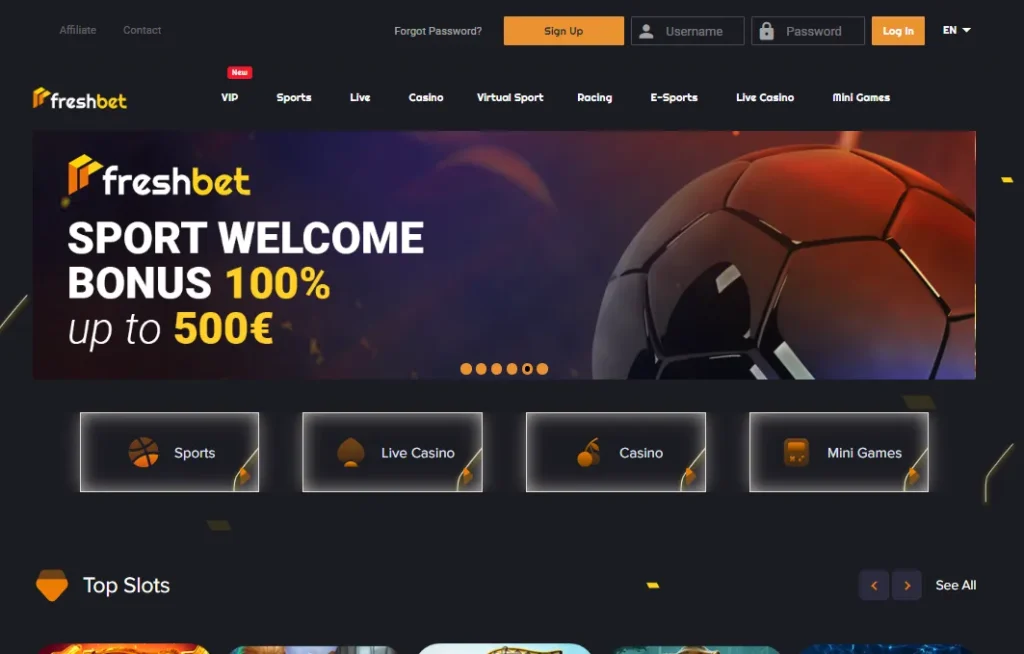 Freshbet Casino home page