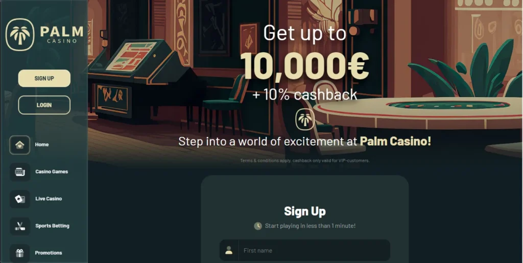Palm Casino home page