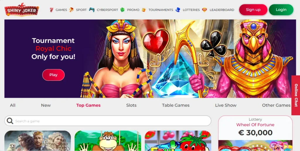 Shiny Joker Casino main page