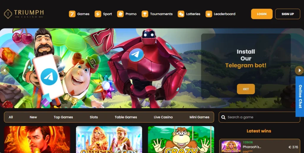Triumph Casino main page