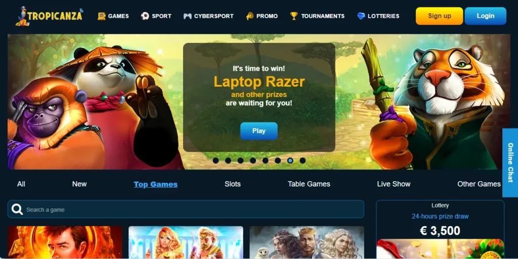 Tropicanza Casino main page