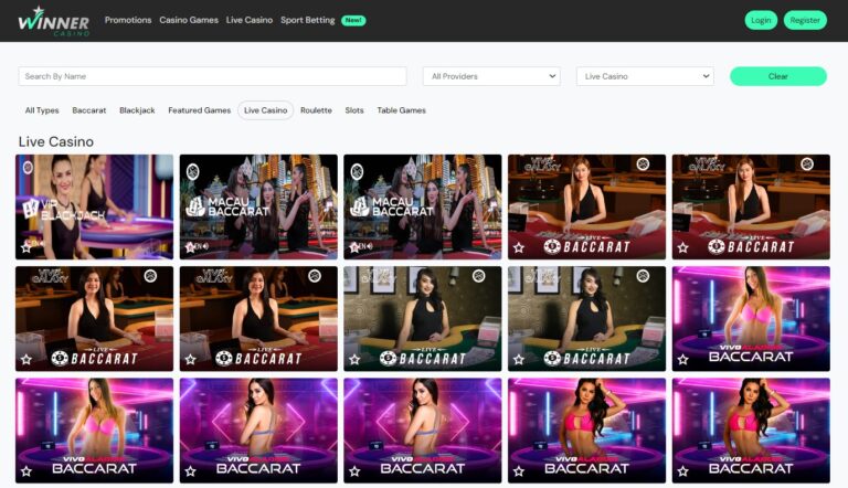 Live casino at Winner Casino