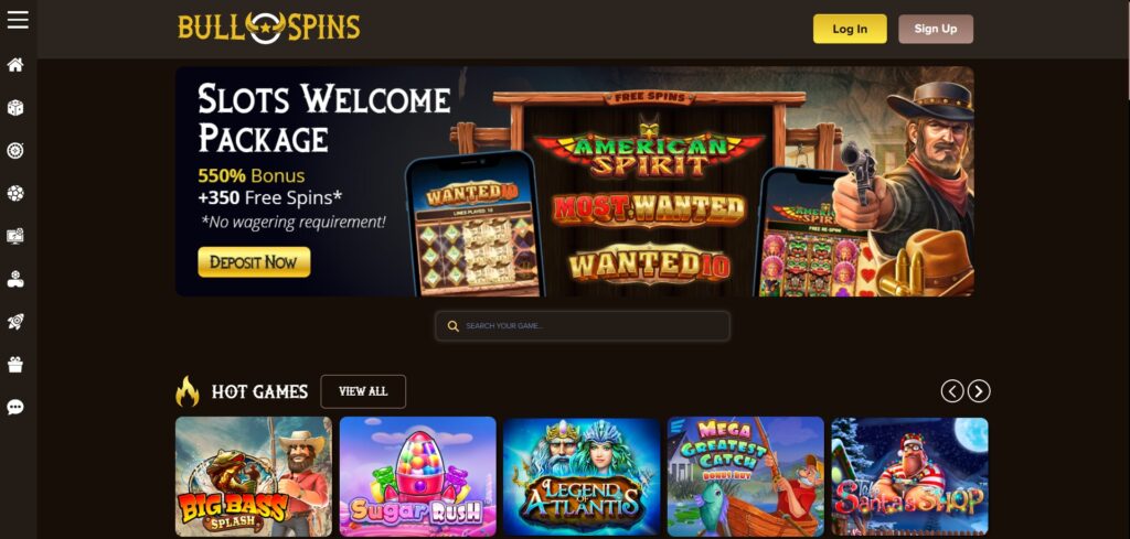 Bullspins Casino Home Page
